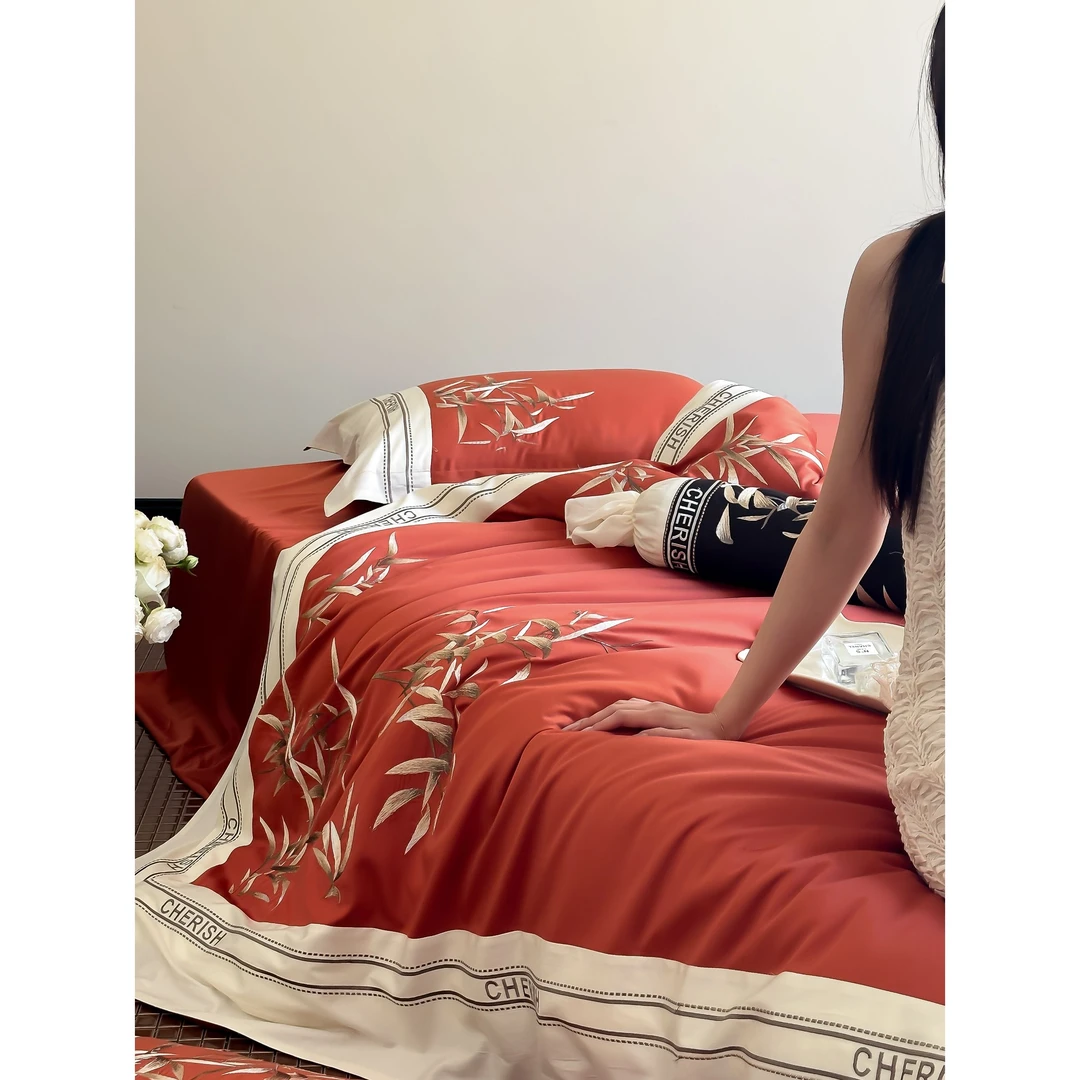 LF兰精天丝线下实体款新中式刺绣系类四件套WSJ竹韵东方