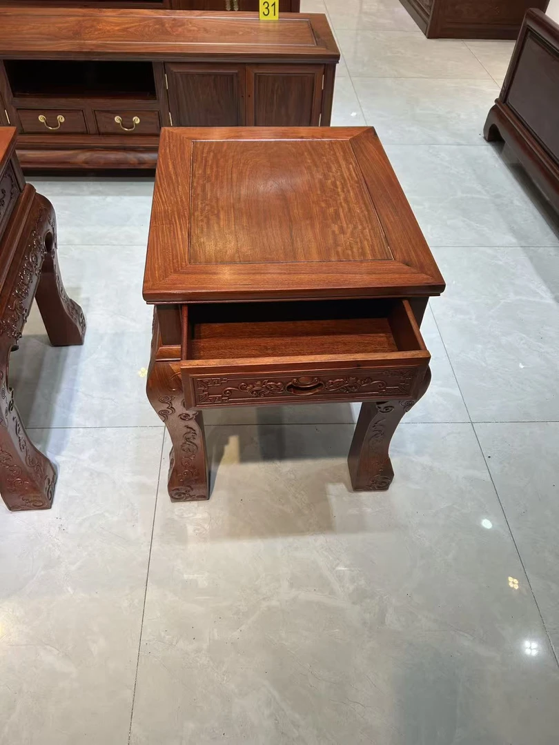 大果紫檀带抽边几国标红木角几