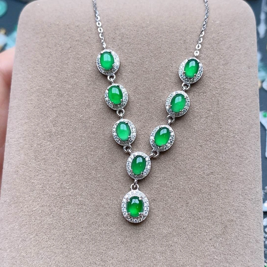 翡翠银S925镶嵌颈饰套链