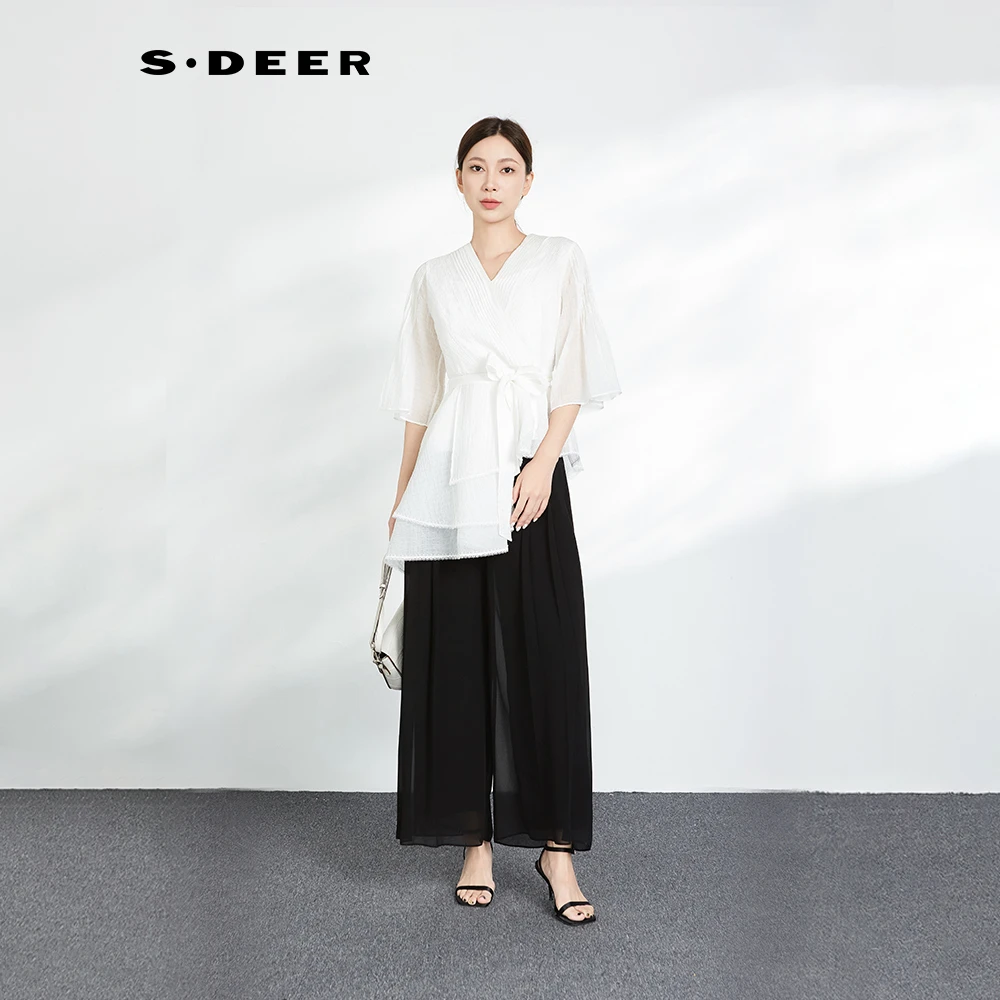 【丽公主】圣迪奥时尚气质收腰设计感不规则上衣S242Z0458