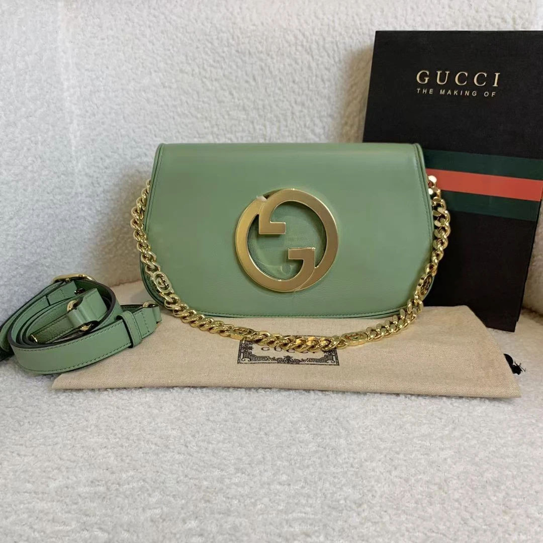 99新 GUCCI/古驰 壹臻/牛油果绿blondie小号单肩包/51803666