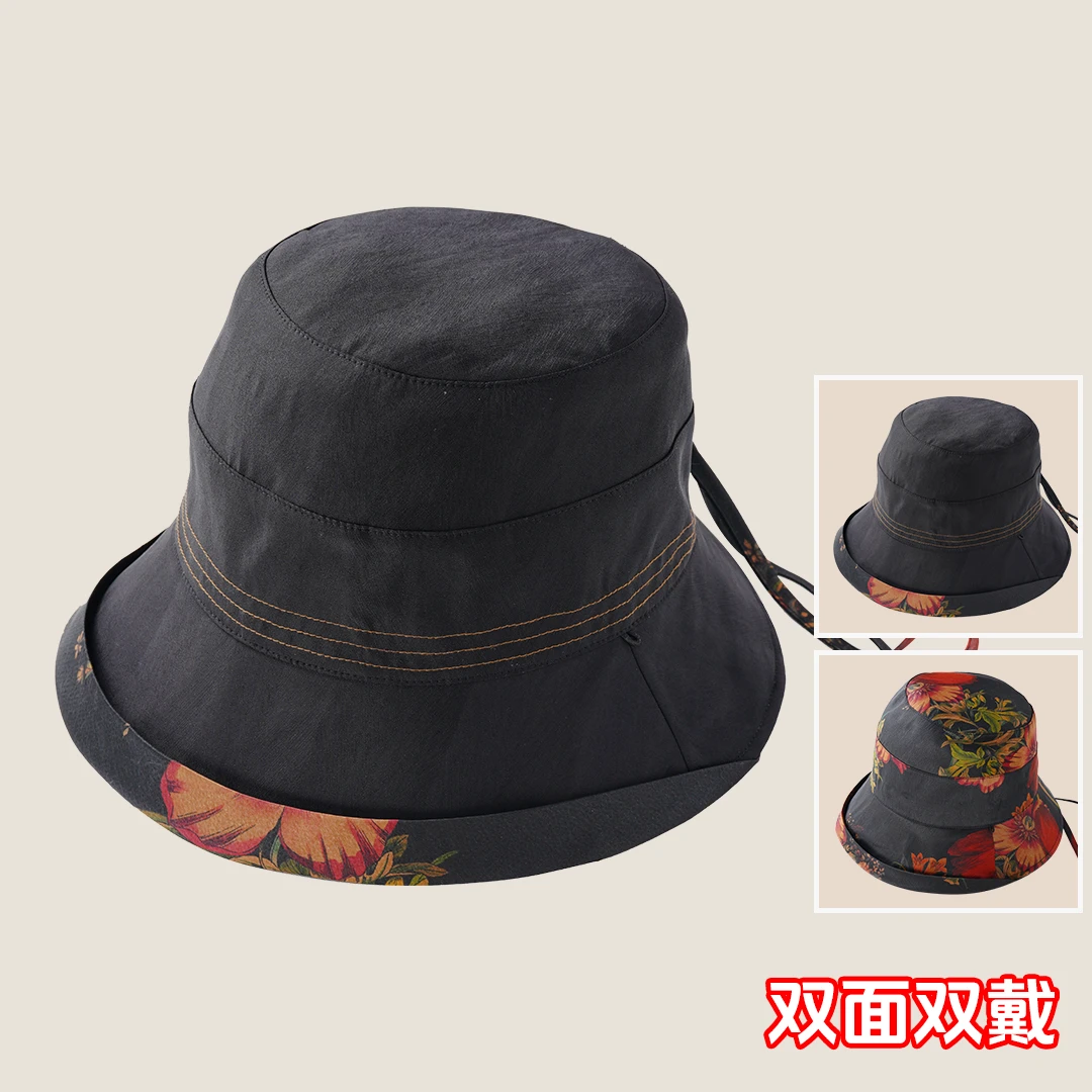 琸娅【香云纱帽子】100%桑蚕丝重磅40姆米香云纱户外潮流遮阳帽帽子