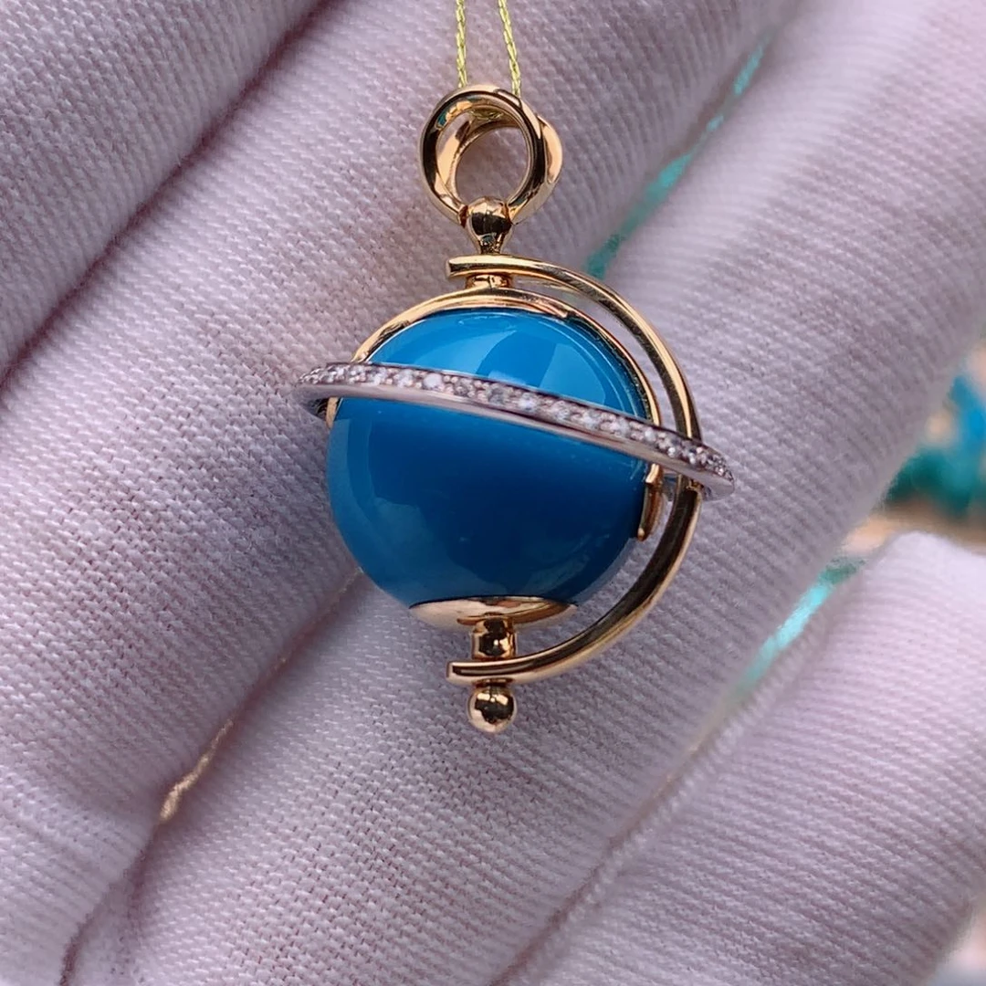 绿松石珠宝奇石18K金镶嵌