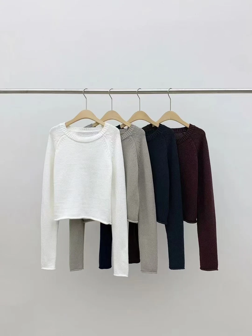 02796 韩系ins风温柔百搭圆领100棉长袖毛针织衫