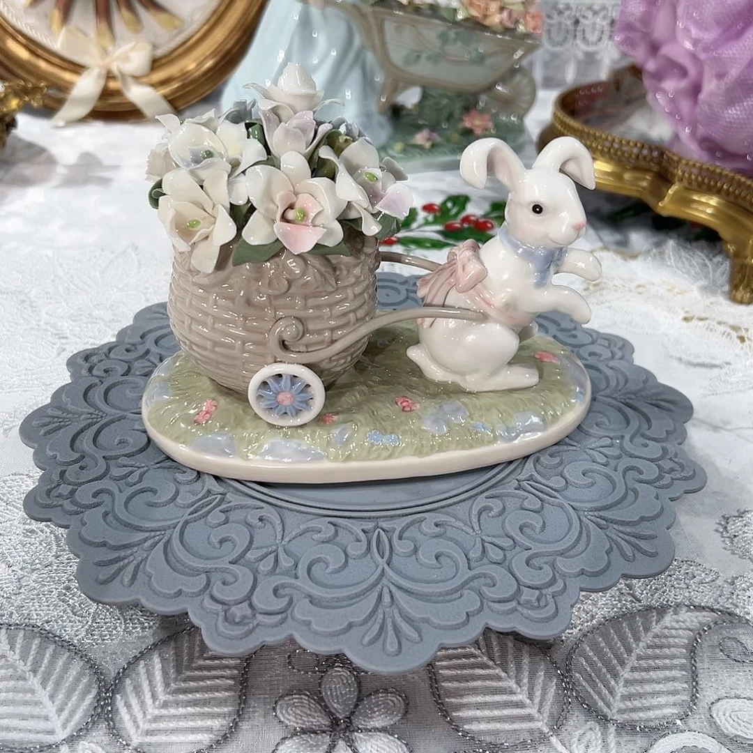 陶瓷0161福利小兔子花车摆件