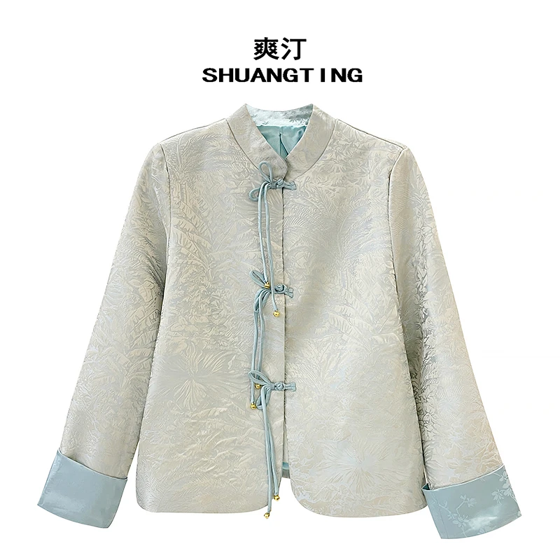 Jokara/丘可儿【枕青枝】中式国风外套立领提花撞色气质复古上衣春