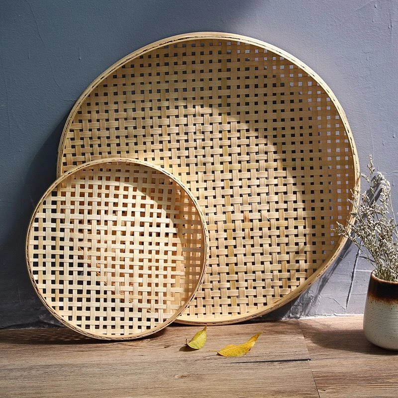 竹编制品簸箕有孔托盘米筛子筛网家用晾晒干货茶叶竹篮编织纯手工