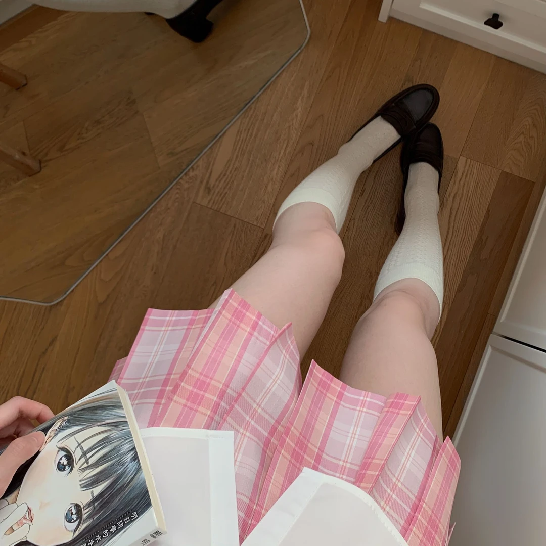 甜猫酱原创【苹果糖】正版jk格裙校供感半身裙女学院风日系百褶裙