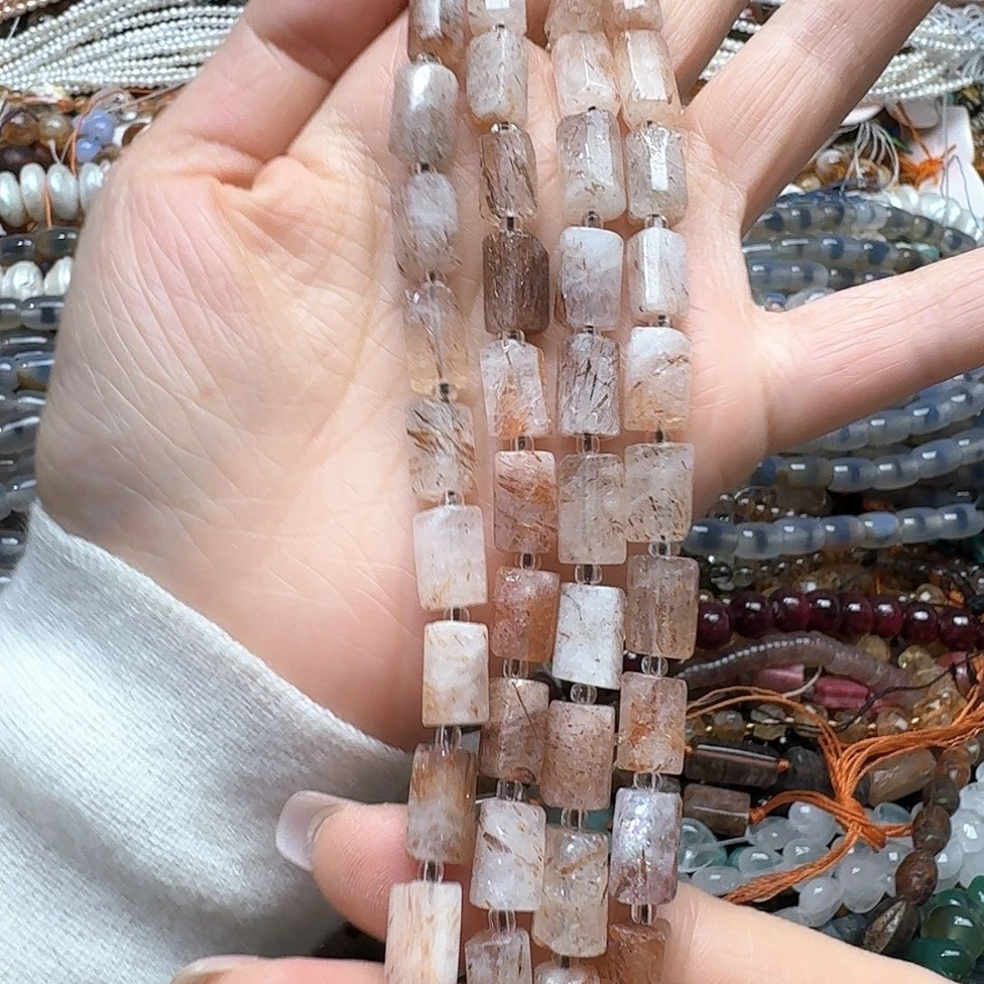 查罗石未镶嵌珠宝半成品一条7x10m黑超 七桶珠