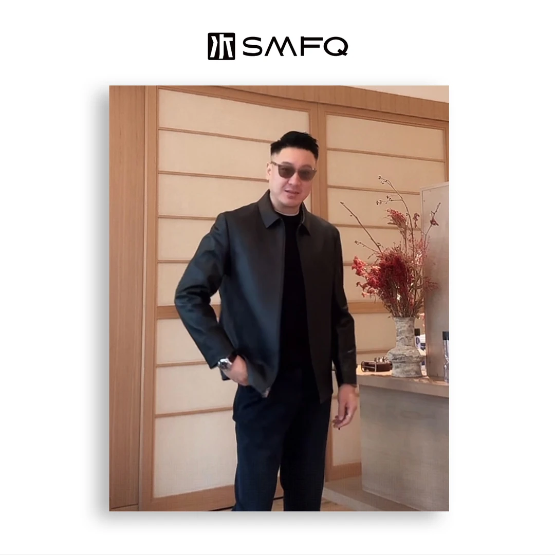 水木夫妻【男款】“纵横四海”翻领 羊皮真皮高端商务皮衣夹克外套