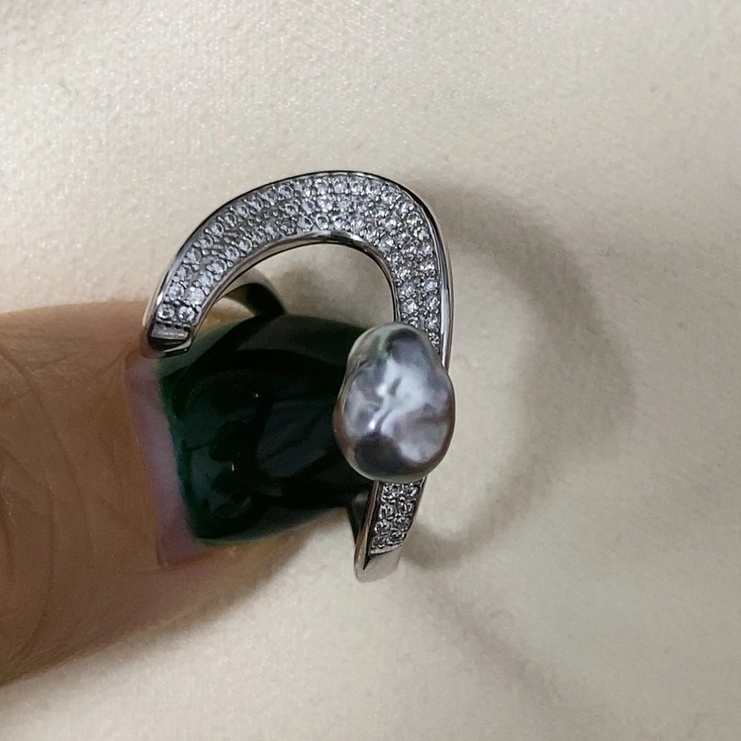 海水珍珠戒圈银S925镶嵌