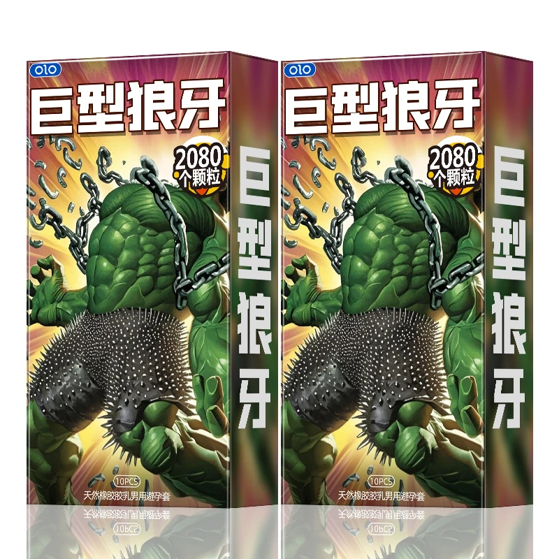 OLO大颗粒狼牙套密集颗粒猫舌延迟安全套天然橡胶胶乳男用避孕套套bytt