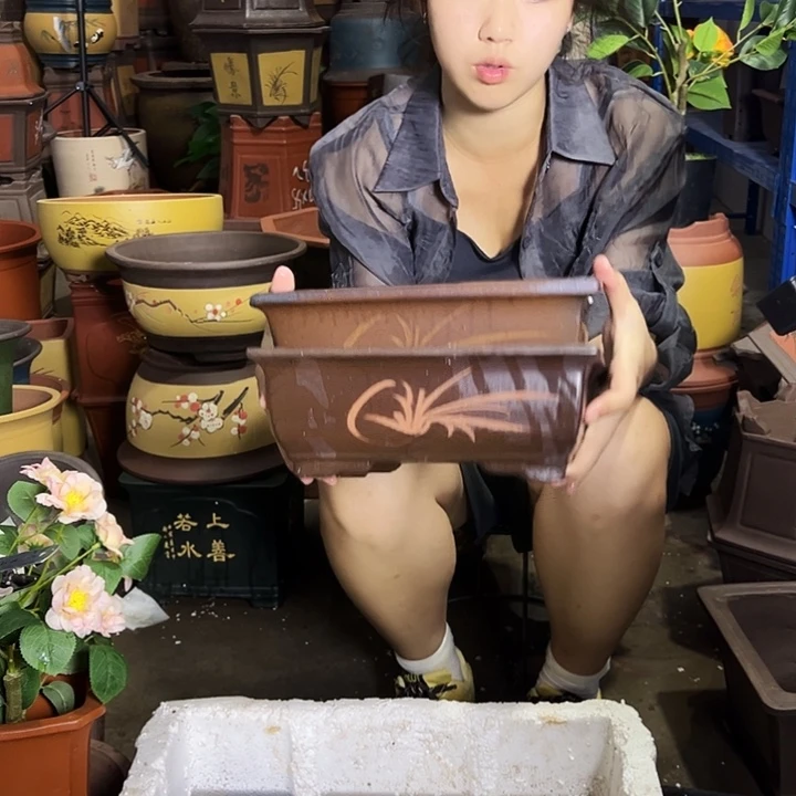 26+26棕色马槽花盆花盆