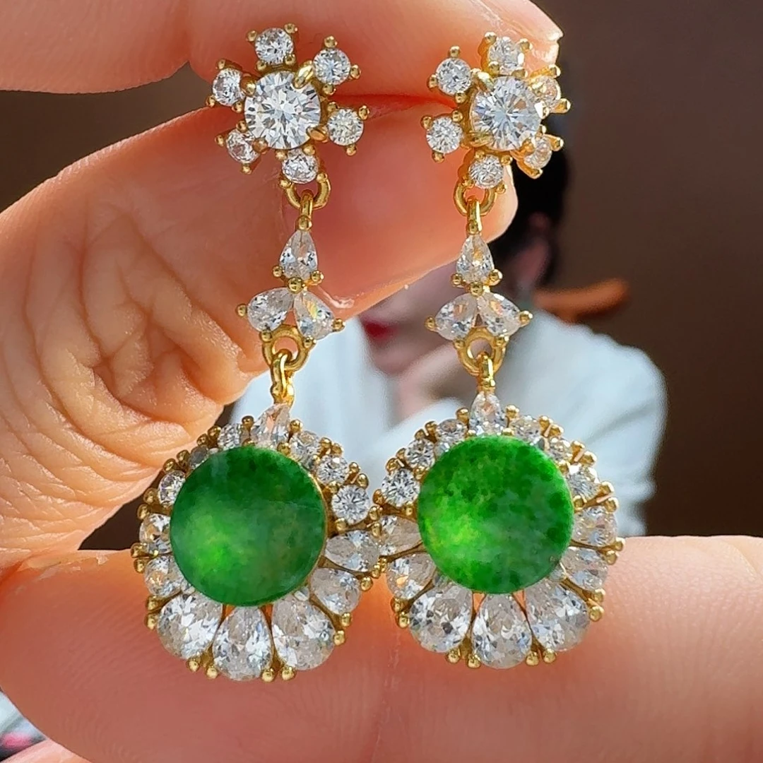 翡翠耳饰银S925镶嵌耳饰4