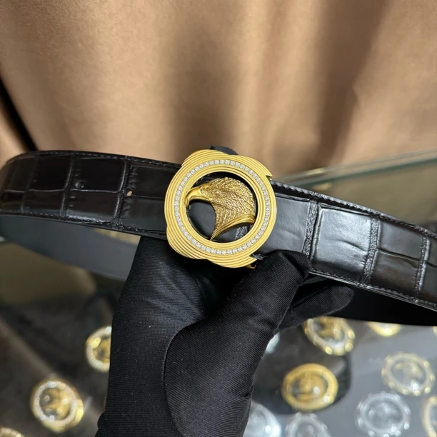 史蒂芬新款百搭男士皮带高档休闲老鹰头牛皮腰带青中老年时尚商务