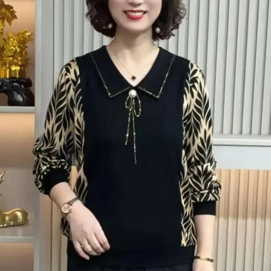 秋季新款妈妈装时尚宽松显瘦百搭长袖上衣中老年女装减龄休闲洋气