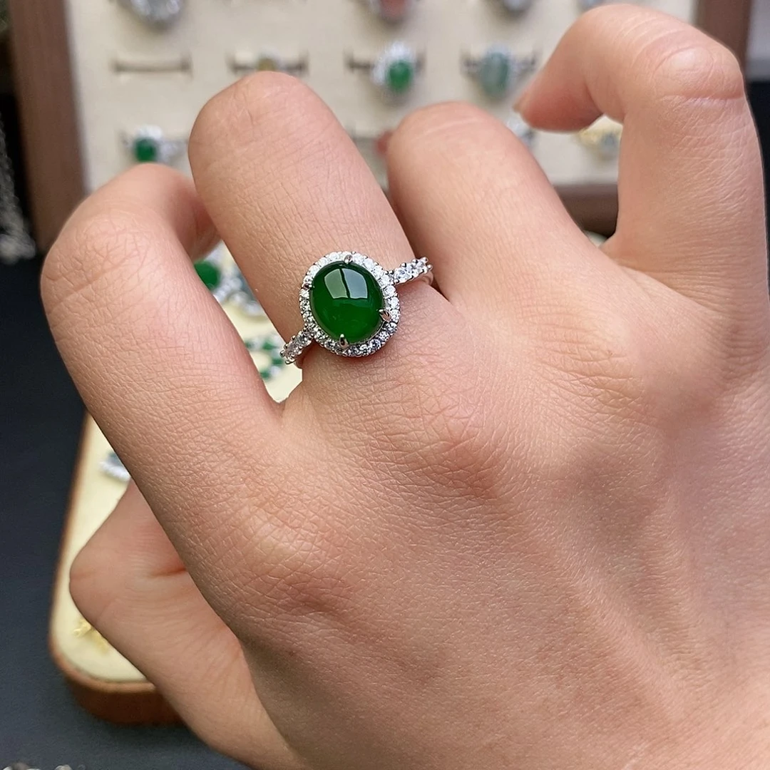 简***1翡翠银S925镶嵌戒指