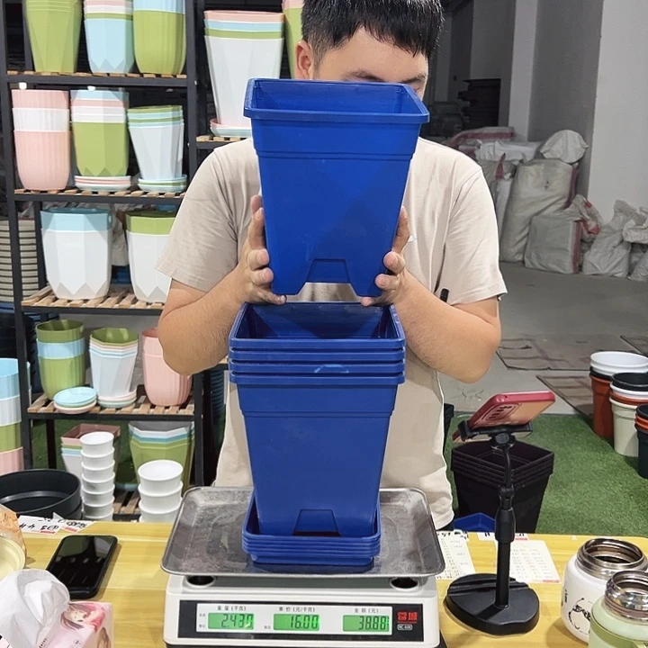 正品方盆口20高22蓝色5个带托