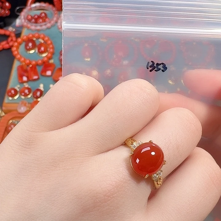 南红玛瑙银S925镶嵌戒指