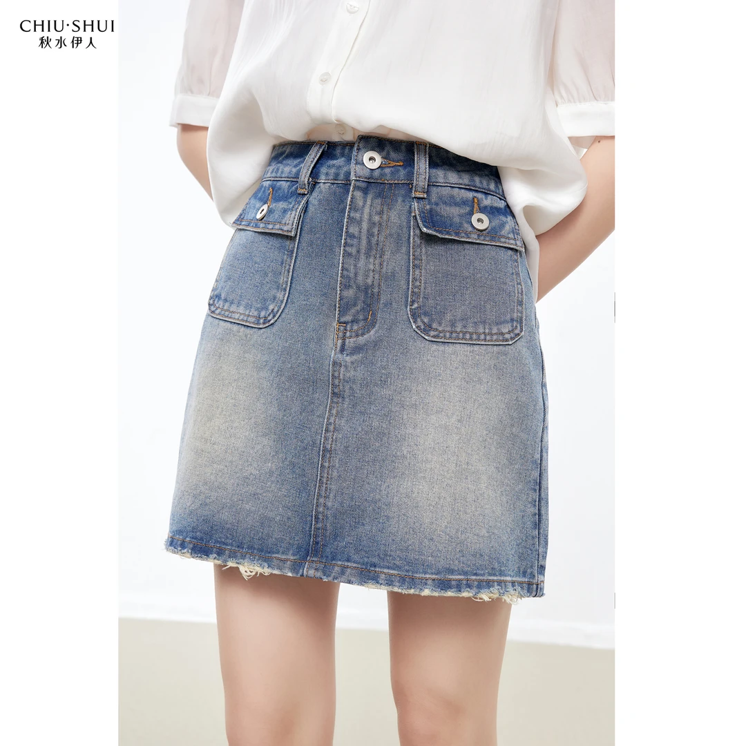 【林一专属】秋水伊人复古气质简约时尚水洗牛仔裤625203A170086