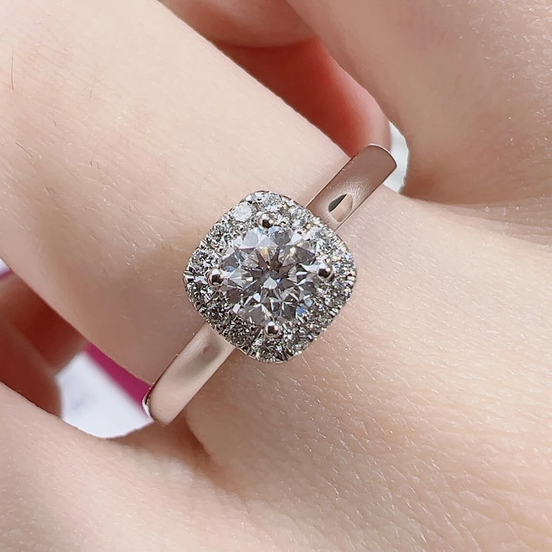 天然钻石戒指/指环18K金镶嵌