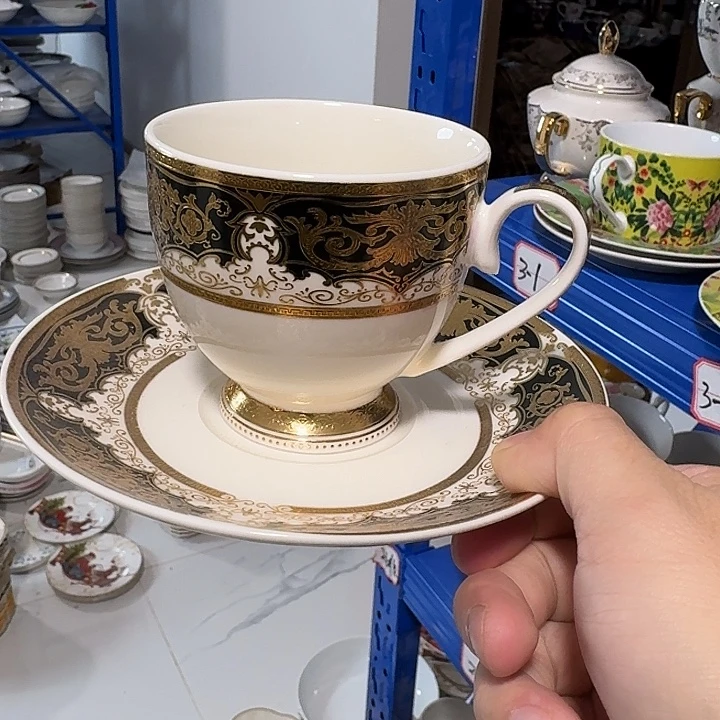 瓷黑色浮雕咖啡杯50米两套