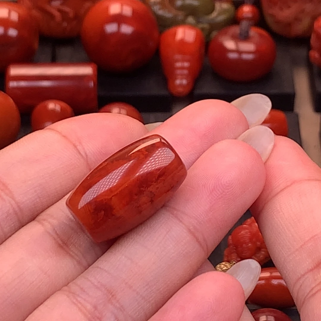 南红玛瑙未镶嵌川料筒珠13.3mm