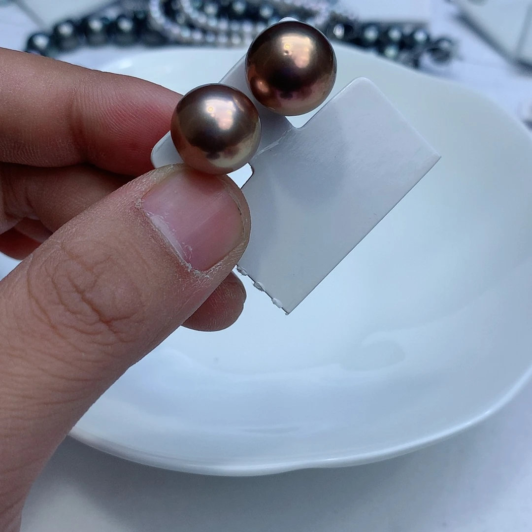 淡水珍珠耳饰18K金镶嵌