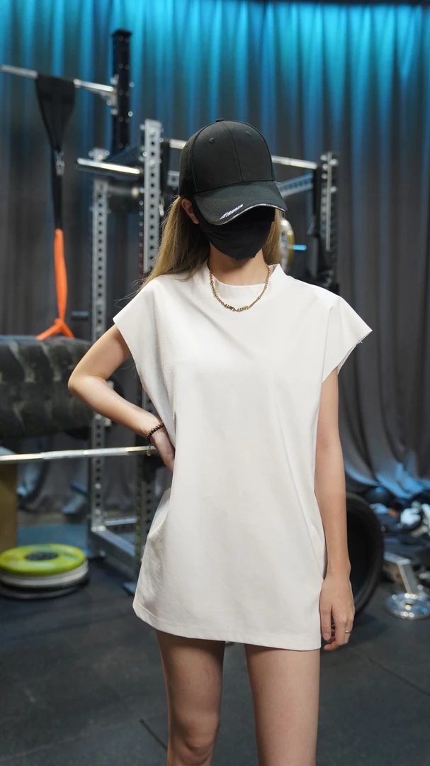 C002夏季爆款拼接男女款纯色重磅圆领T恤潮牌宽松休闲上衣背心