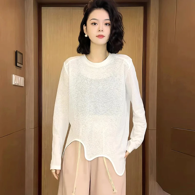 不规则白色上衣+孔雀蓝雪纺半身裙裙伞裙套装 5027