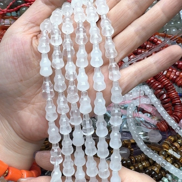 合金玛瑙/玉髓珠宝半成品一条8x15m白水晶葫芦