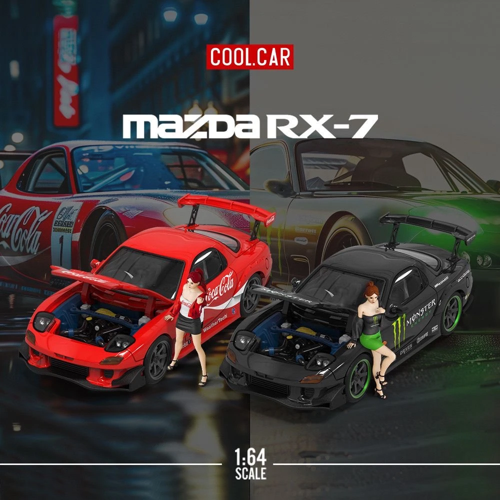 【CC】CoolCar-马自达RX-7雨宫开盖版可口可乐1号 魔爪仿真合金车模