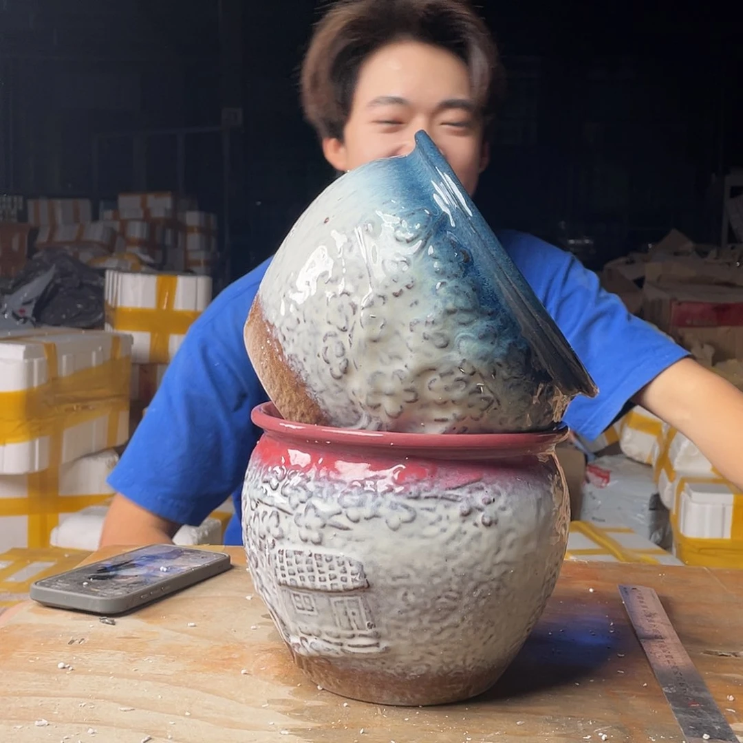 宜兴紫砂粗陶花盆