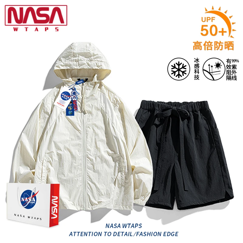 NASA WTAPS冰丝防晒衣套装男女夏季轻薄透气休闲皮肤衣裤子两件套