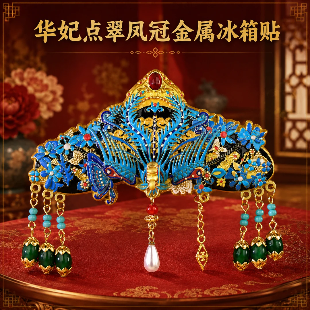 华妃娘娘点翠凤冠立体浮雕金属冰箱贴甄嬛传周边凤冠霞帔冰箱贴