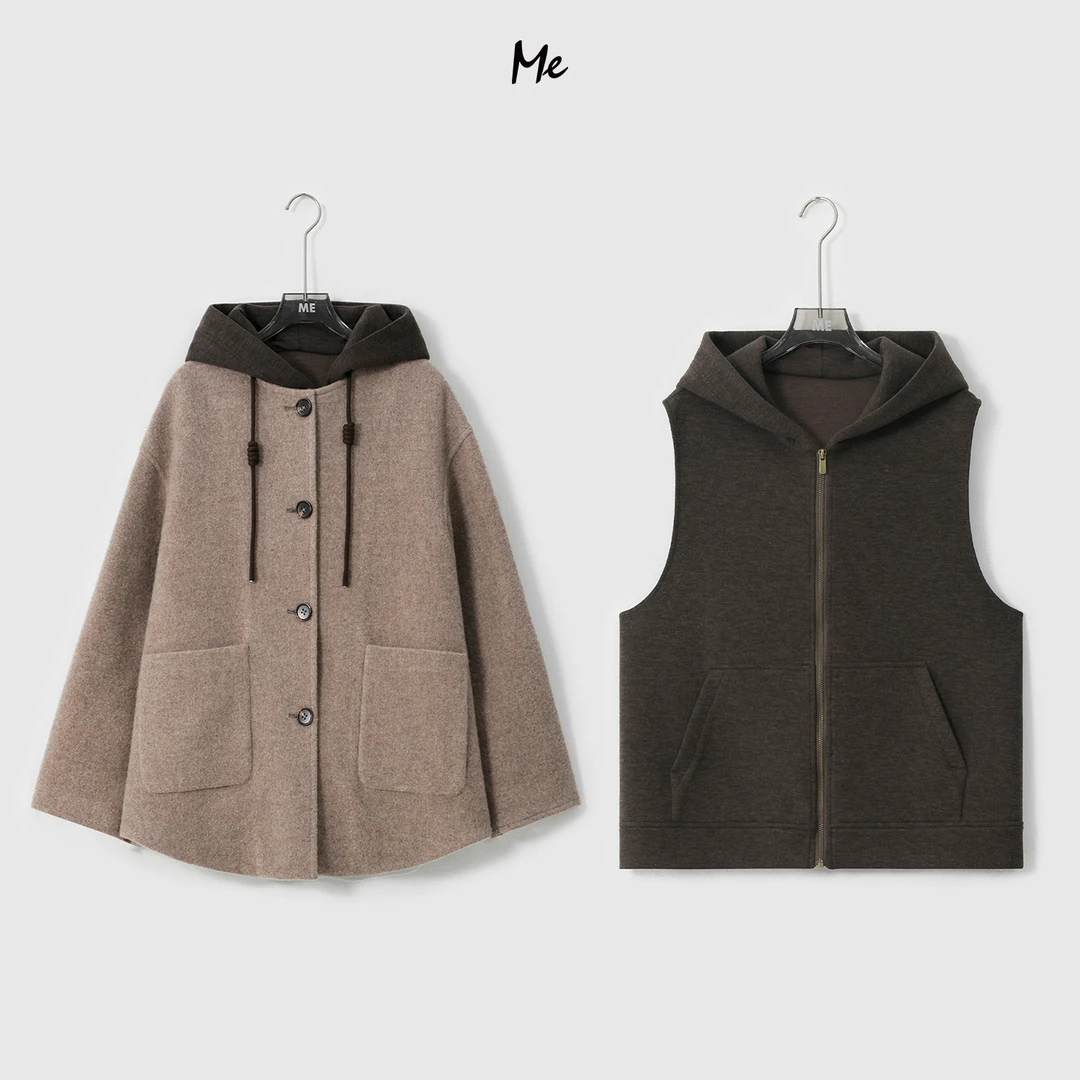 ME【100%绵羊毛勃垦毛呢两件套】os廓形知性老钱百搭外套MESA0746