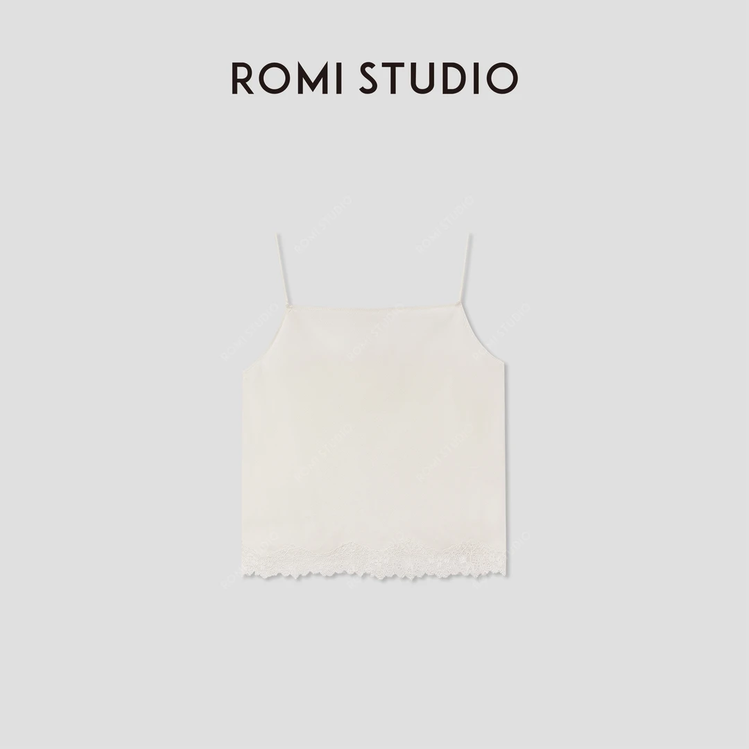 ROMI STUDIO 亚麻莱赛尔混纺轻薄凉感蕾丝绣花吊带背心RWCSST2867