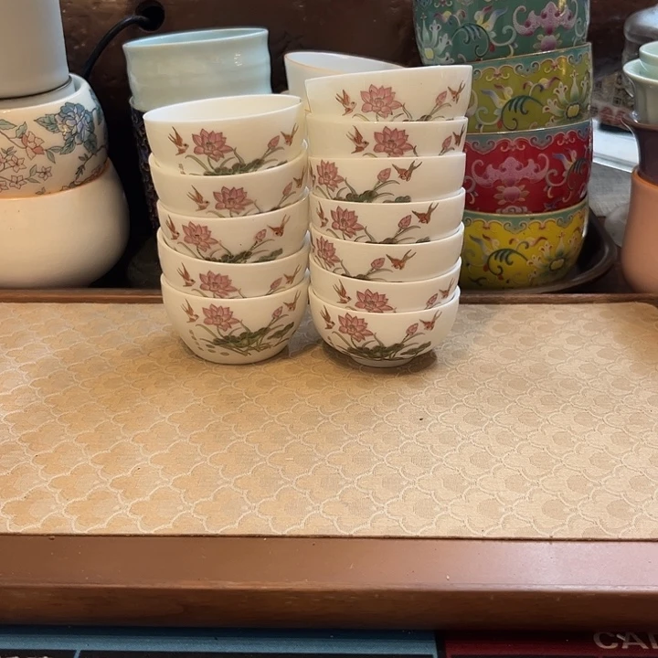 瓷片陶瓷单杯微瑕12个荷塘情趣