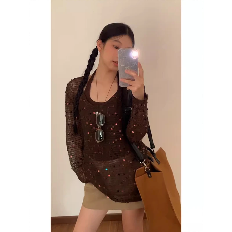 【秋秋清仓】秋季显瘦百搭挂脖针织背心243V2996#