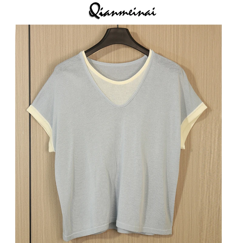 假两件T恤短袖打底衫2025新款夏季女装