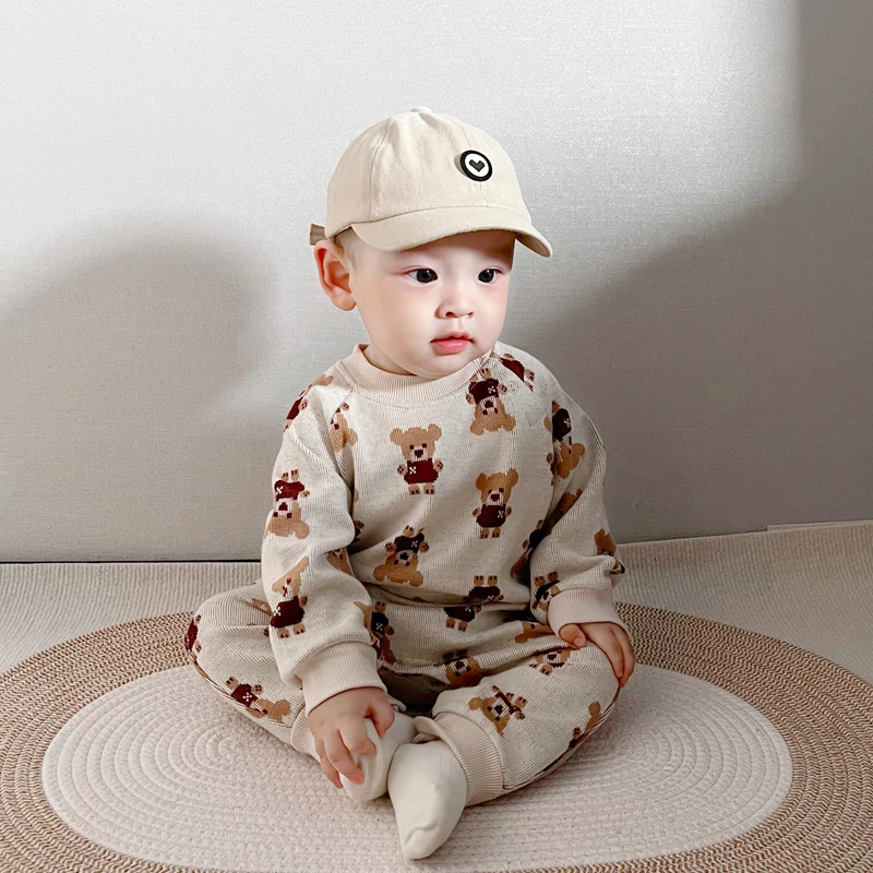 MK&UR.BV秋装宝宝针织连体衣外出爬服超萌洋气小熊哈衣婴儿衣服潮