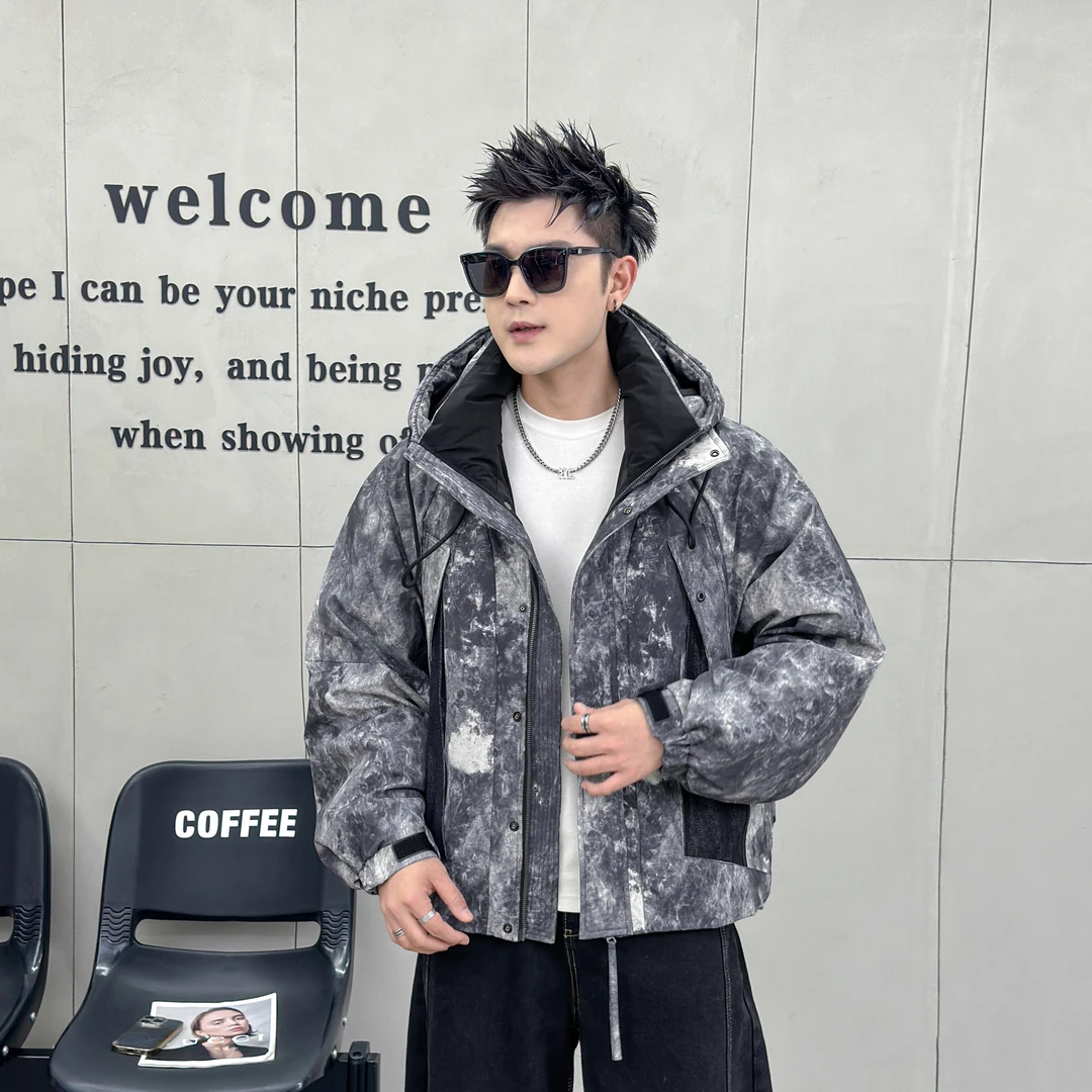 TT阔版迷彩连帽男款羽绒服2025冬季新款保暖羽绒外套25009