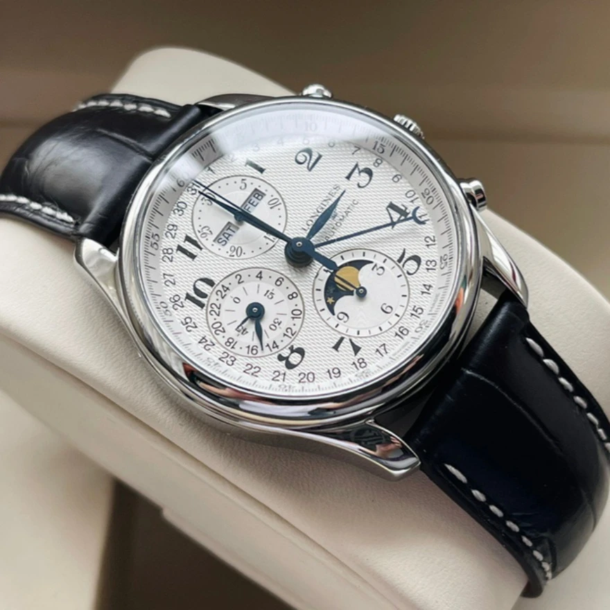 99新 Longines/浪琴 名匠八针月相42盘白盘[全套]保值奢侈品腕表