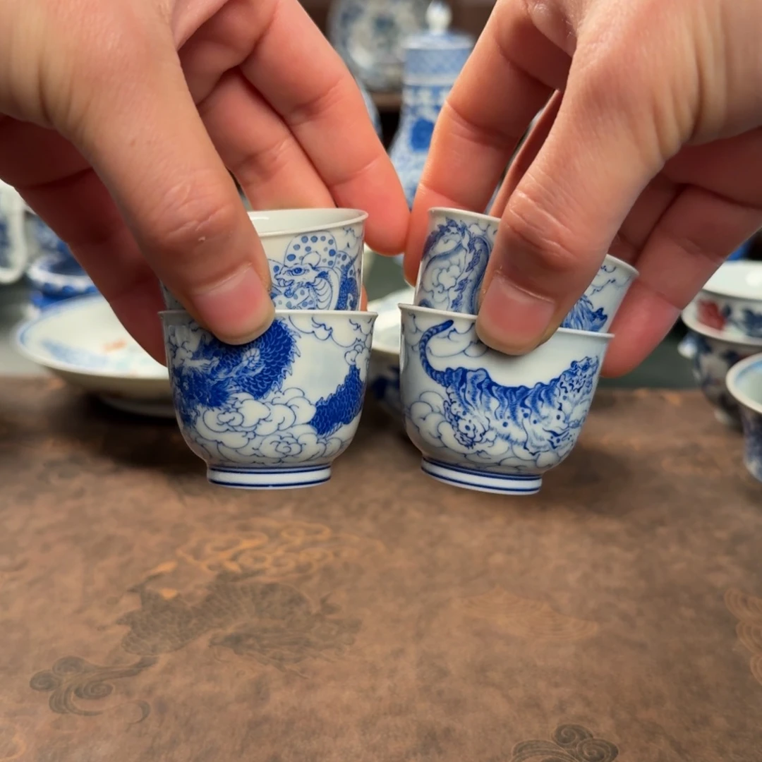 峰纯手工手绘陶瓷茶具四件