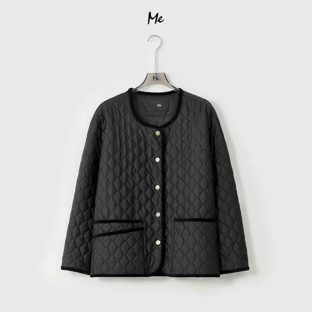 ME【CE黑金香颂】绵羊毛骆驼绒填充菱格绗线保暖时尚棉服MESA2524