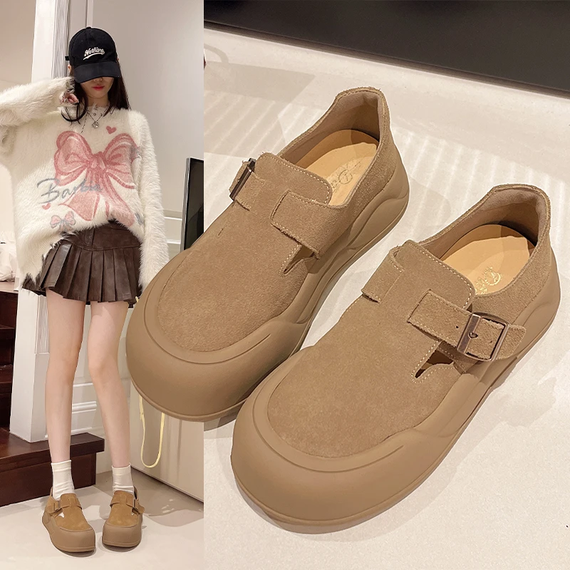 秋夏款休闲一脚蹬单鞋上班软底不累脚平底鞋复古鞋子欧若假日风