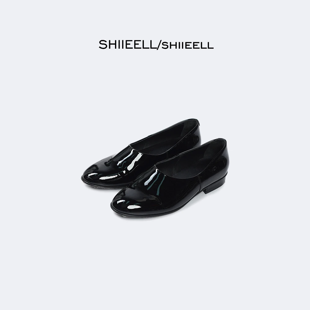 SHIIEELL现货 漆皮亮面圆头浅口鞋女式夏季一脚蹬浅口低帮鞋ZB223