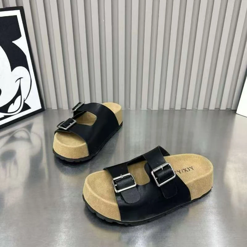 一字型增高厚底外增高日常浅口纯色一字拖交叉百搭东方洛可可时尚