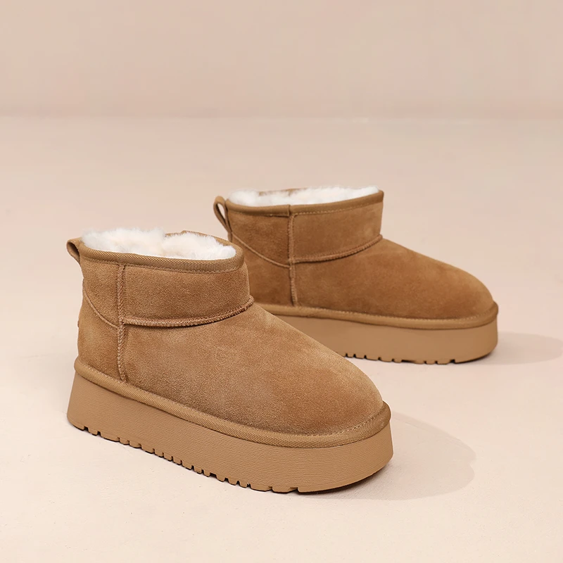 防滑保暖真皮时尚牛皮雪地靴韩版女士休闲冬季羊绒加厚2508