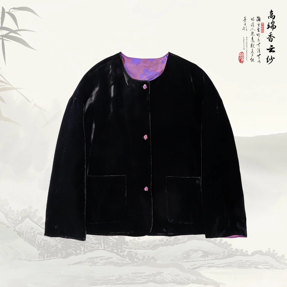 新款圆领丝绒短款外套国风上衣53822